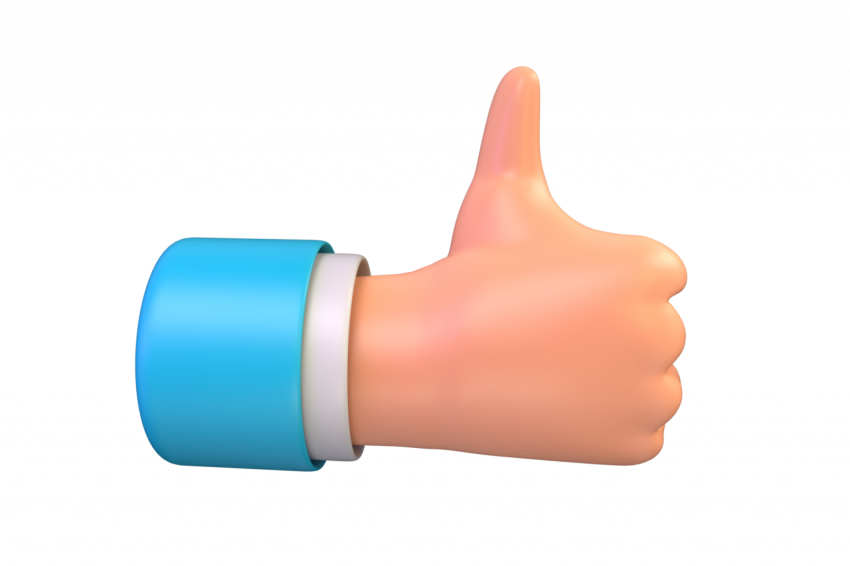 Right hand thumbs up gesture - 3D image
