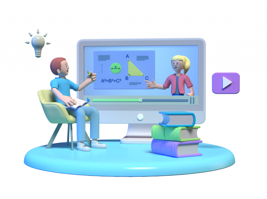 Boy attending online lessons - 3D image