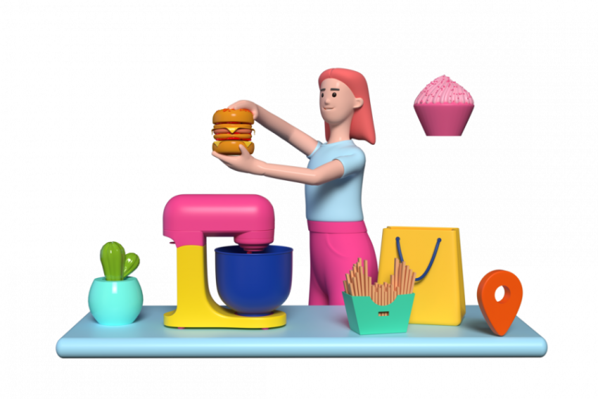 Fast food delivery preparation - 3D image