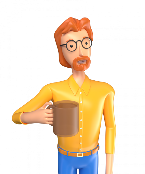 Businessman with a cup - 3D image