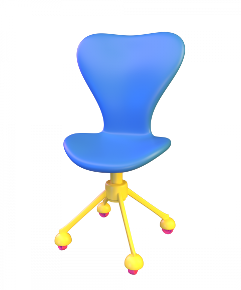 Plastic chair with wheels - 3D image