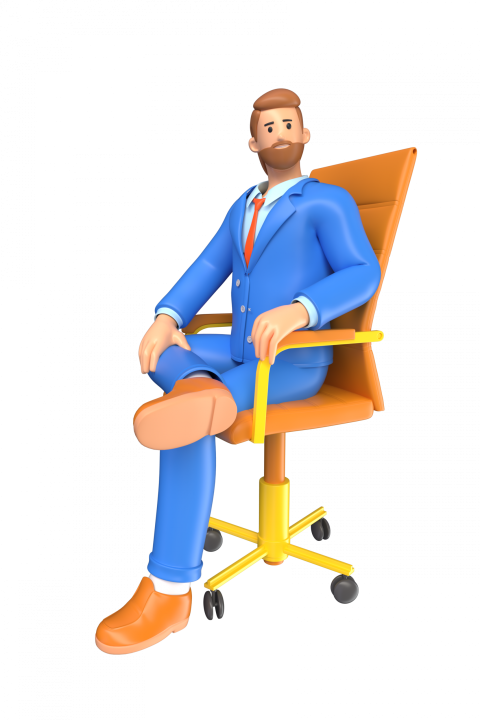 Businessman sitting on office chair - 3D image