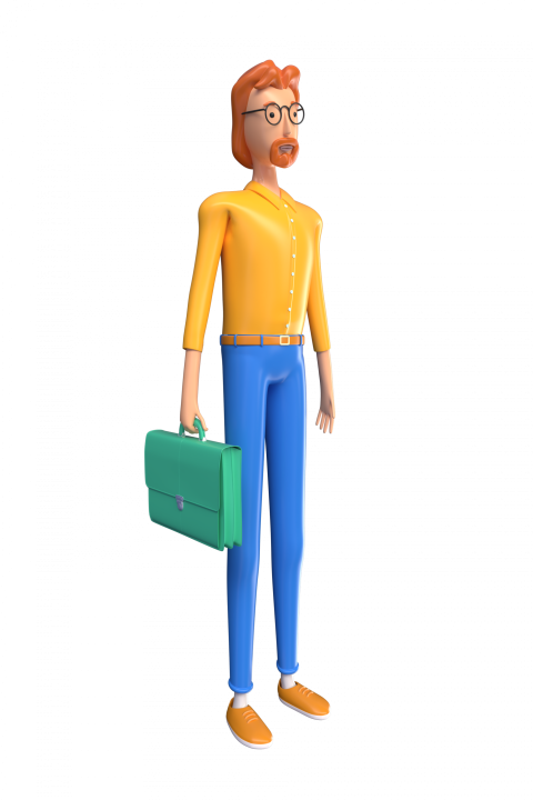 Businessman holding briefcase - 3D image