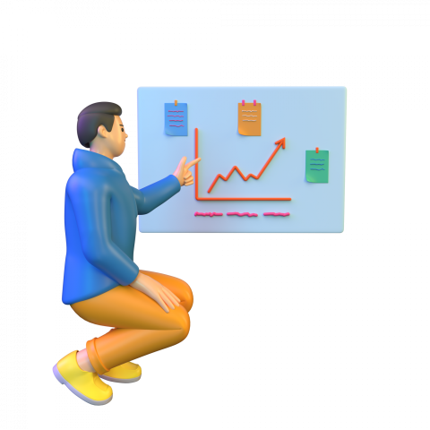 CEO analyzing business growth - 3D image
